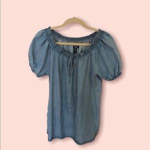 Chaps Tencel peasant shirt. Size S. Looks like denim, feels like silk.